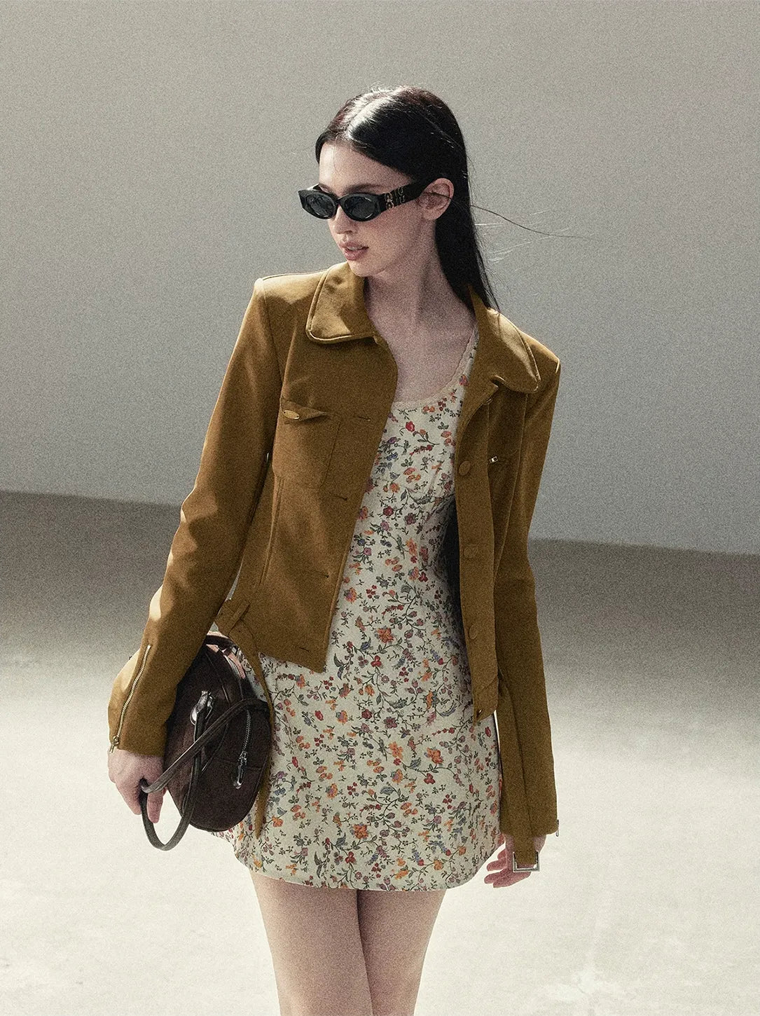 Soft Suede Cropped Utility Jacket