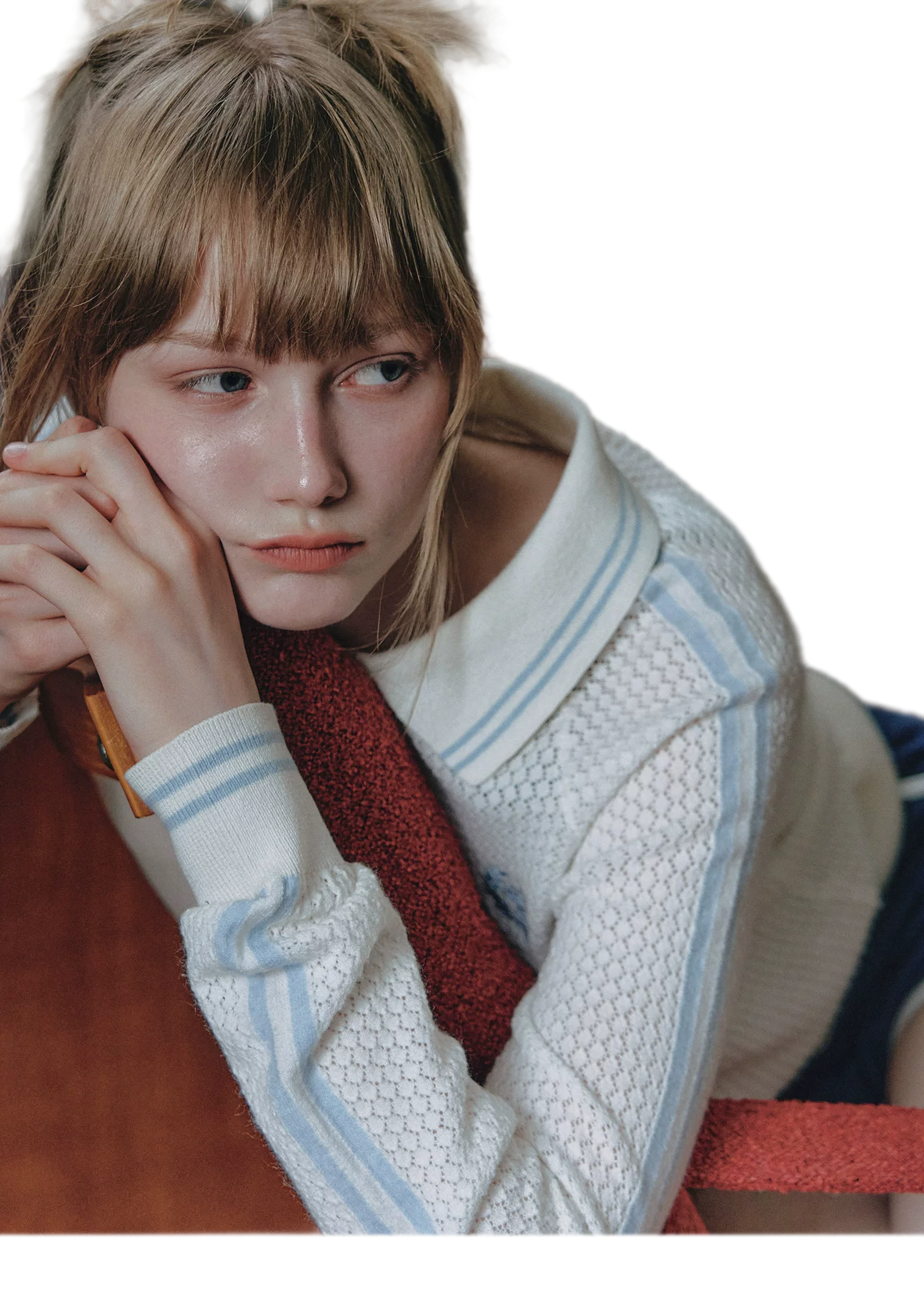 Openwork Knit Collared Jacket