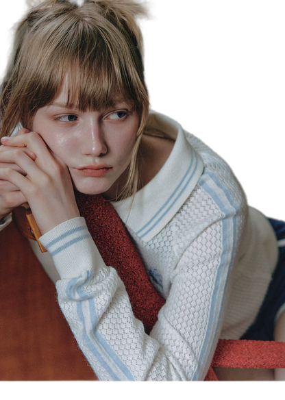 Openwork Knit Collared Jacket