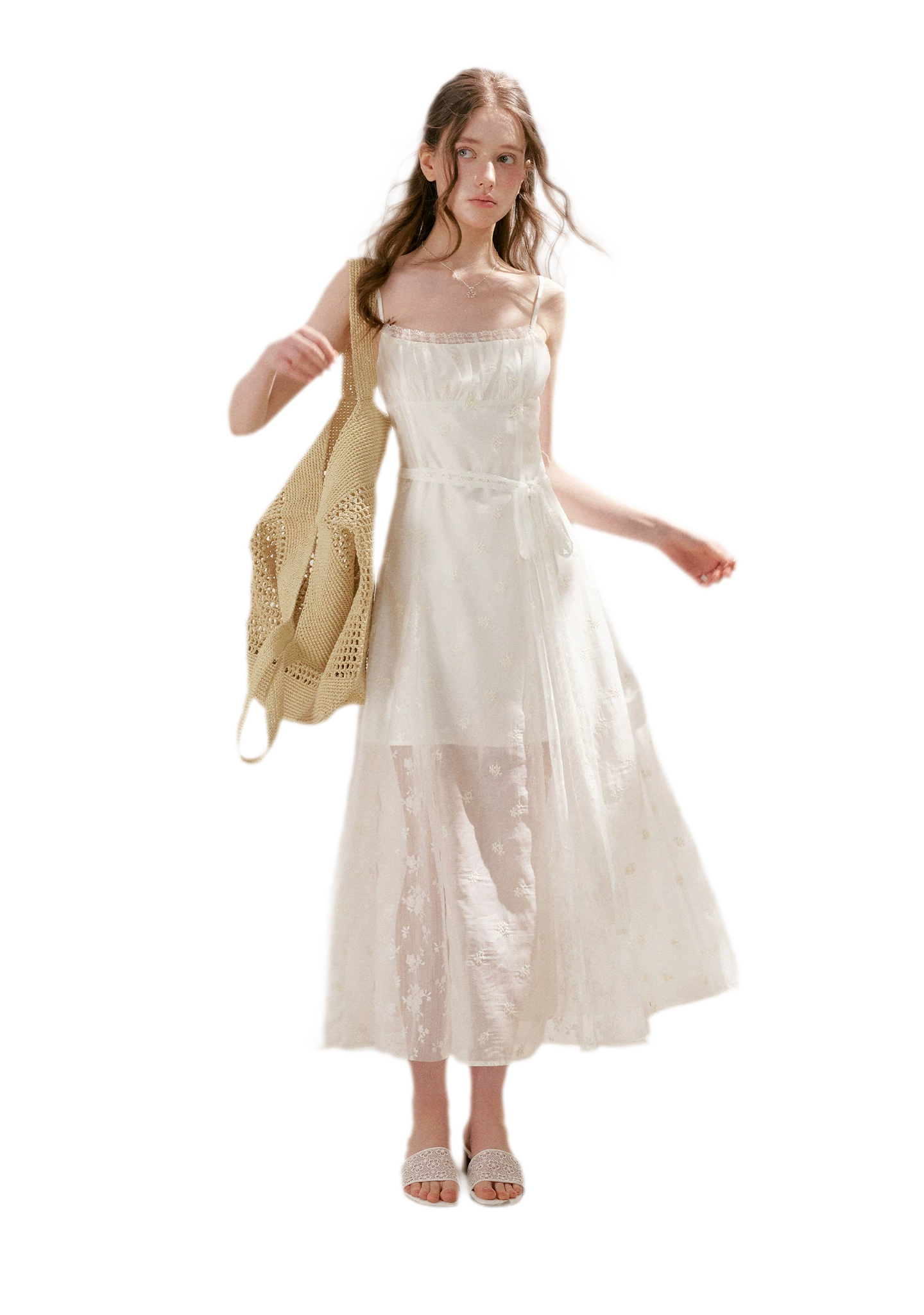French Embroidered A-line Dress