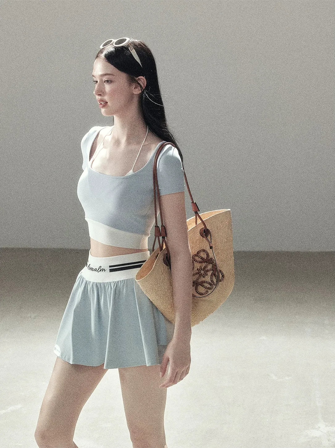 Contrast Layered Tennis Skort Set