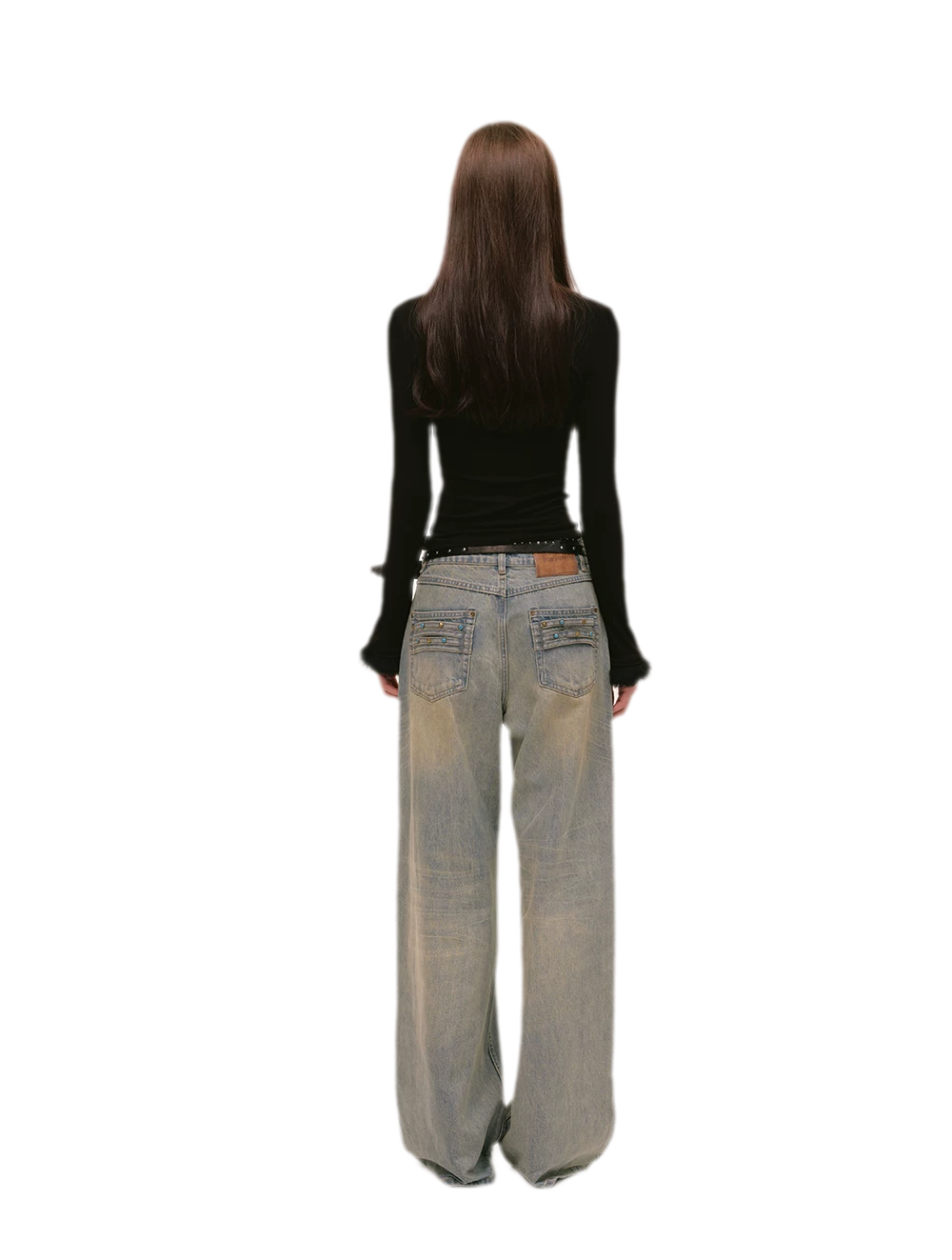 레이어드 컷아웃 긴소매 티셔츠