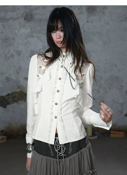 Lace Ruffle Waist Blouse