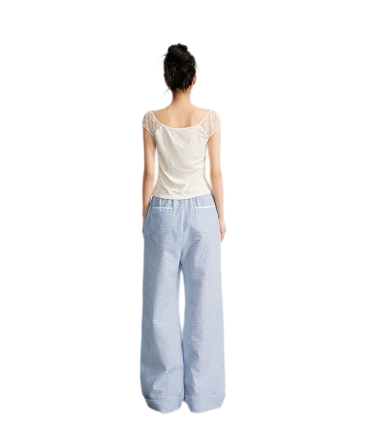 Plaid Wide-Leg Trousers