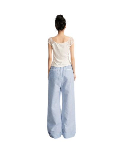 Plaid Wide-Leg Trousers