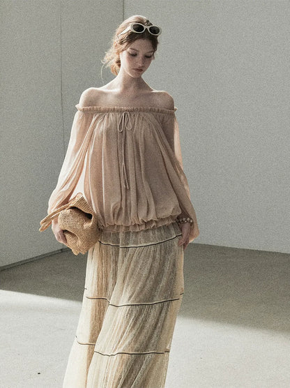 Crinkled Off-Shoulder Top