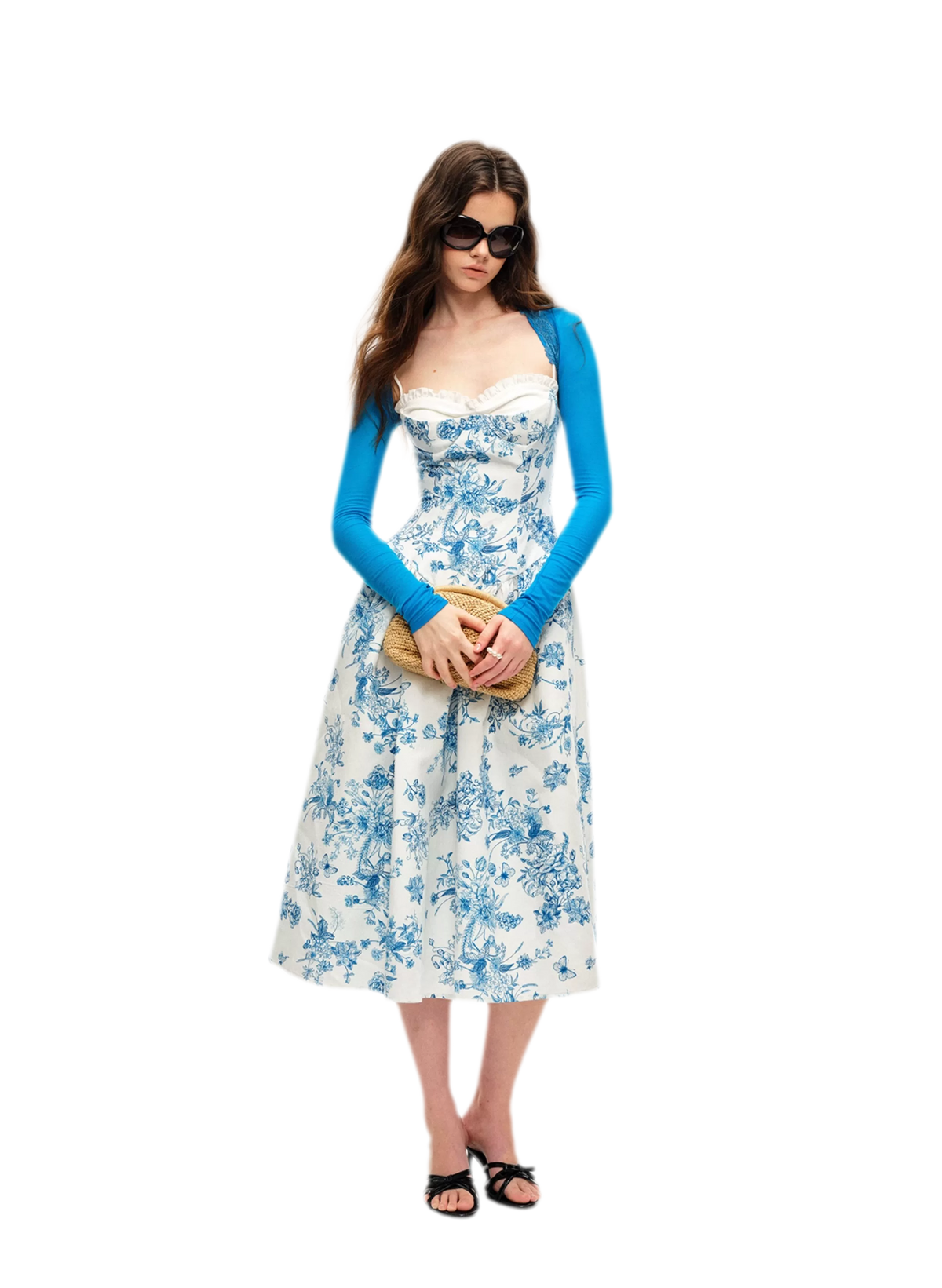 Hand-Drawn Floral Midi Dress