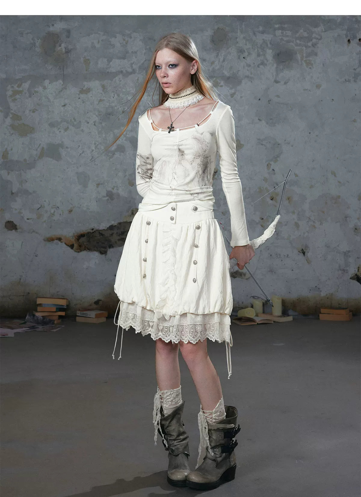 Lace Patchwork Bubble Skirt