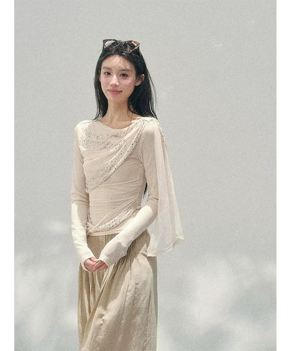 Mesh Drape Rhinestone Top | Final Sale