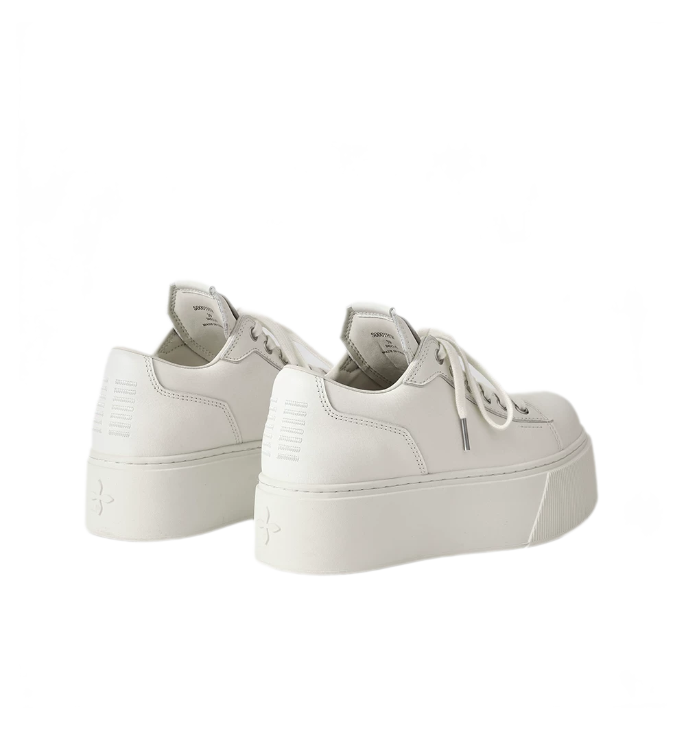 Sculptural Leather Thick-Soled Sneakers