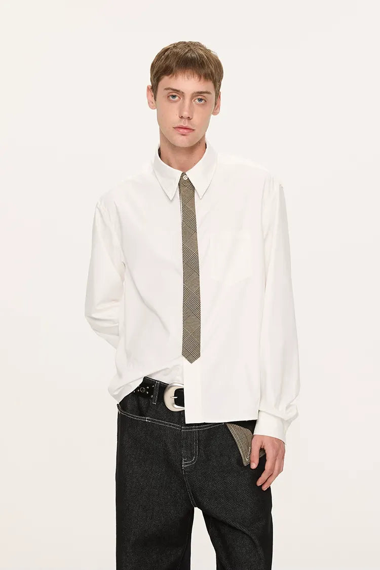 Plaid Tie-Front Long-Sleeve Shirt