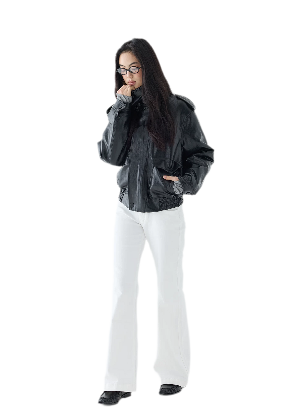 Oil-Wax Cropped PU Jacket