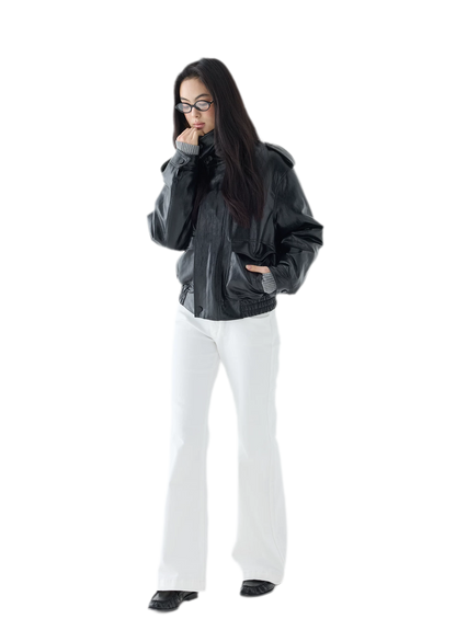 Oil-Wax Cropped PU Jacket