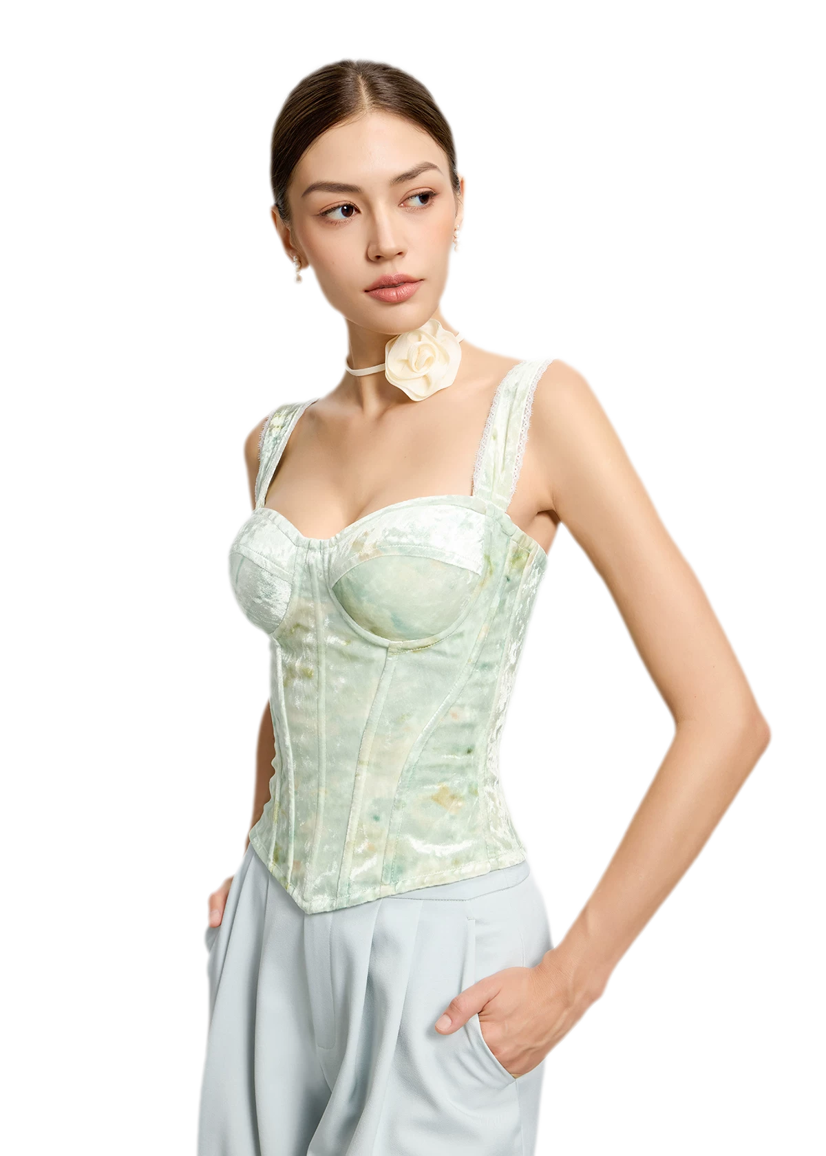 Jacquard Velvet Corset Cami
