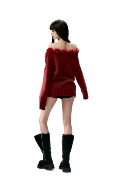 Wool Blend Off-Shoulder Sweater