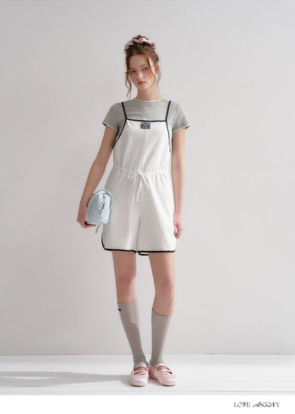 Contrast Piping Drawstring Waist Jumpsuit