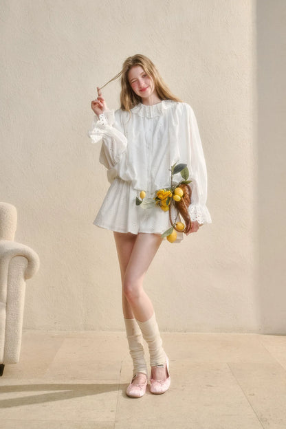 Embroidered Jacquard Shirt Dress