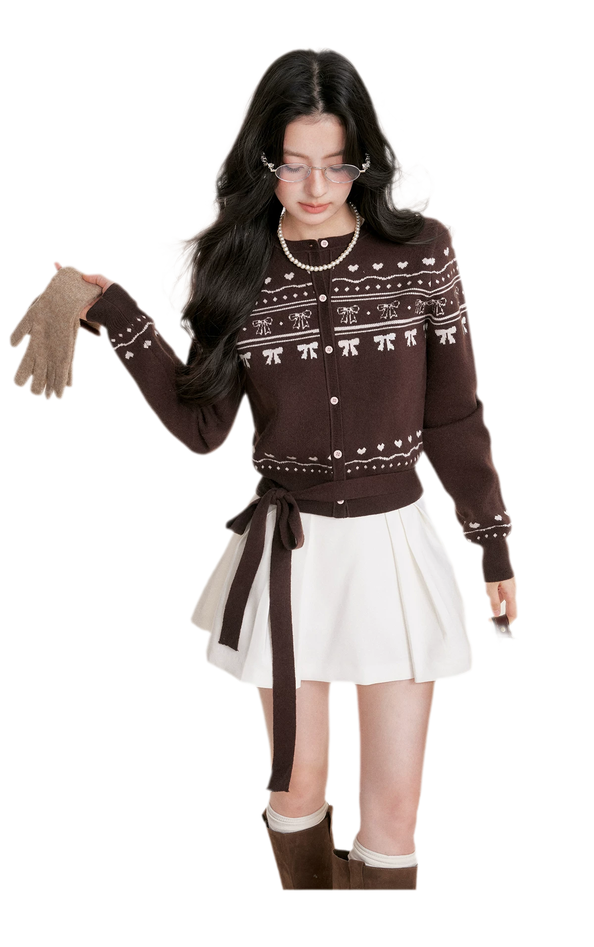Fair Isle Tie Cardigan