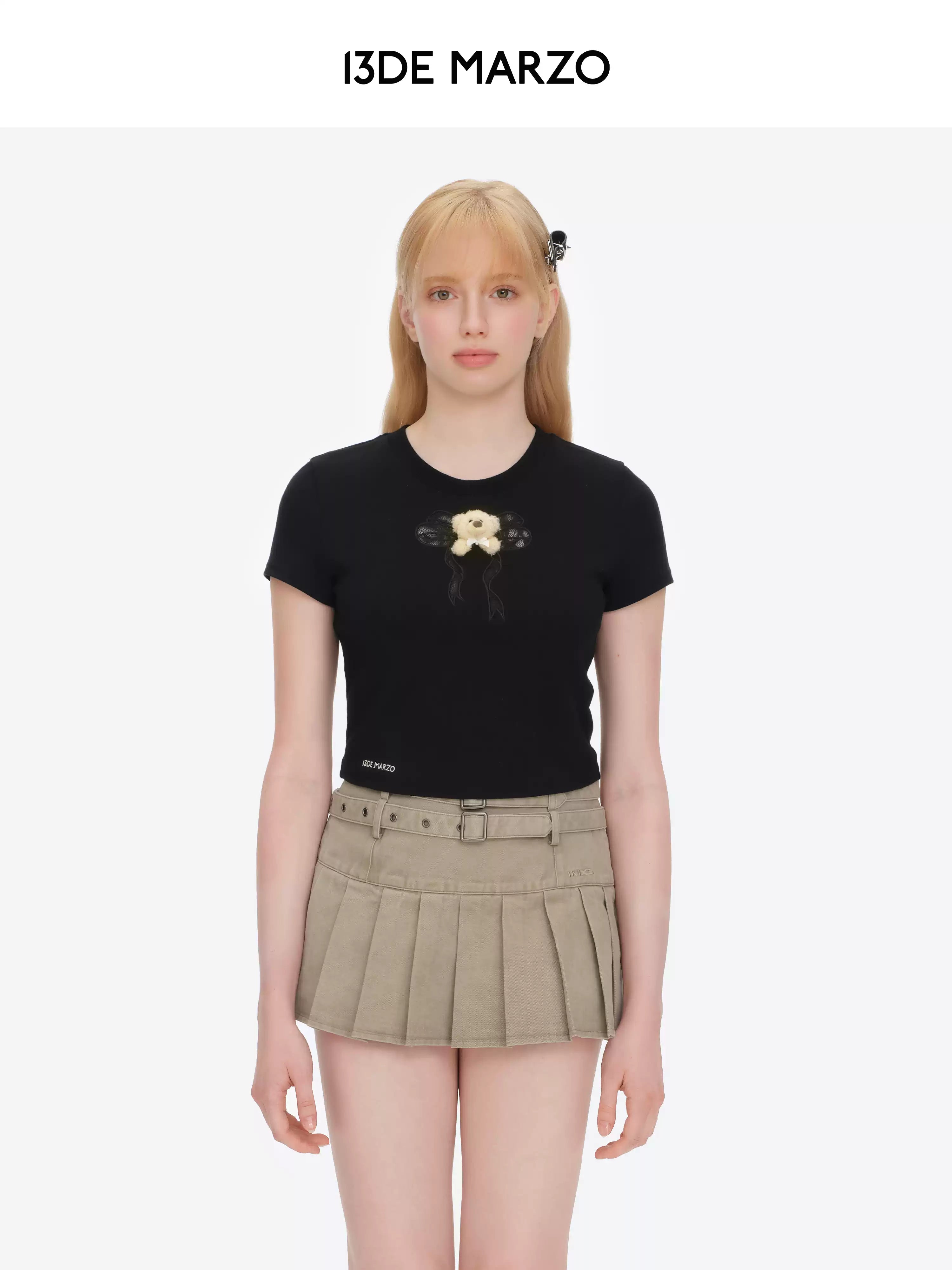 Spring/Summer 2026 Lace Bow Short Sleeve T-shirt