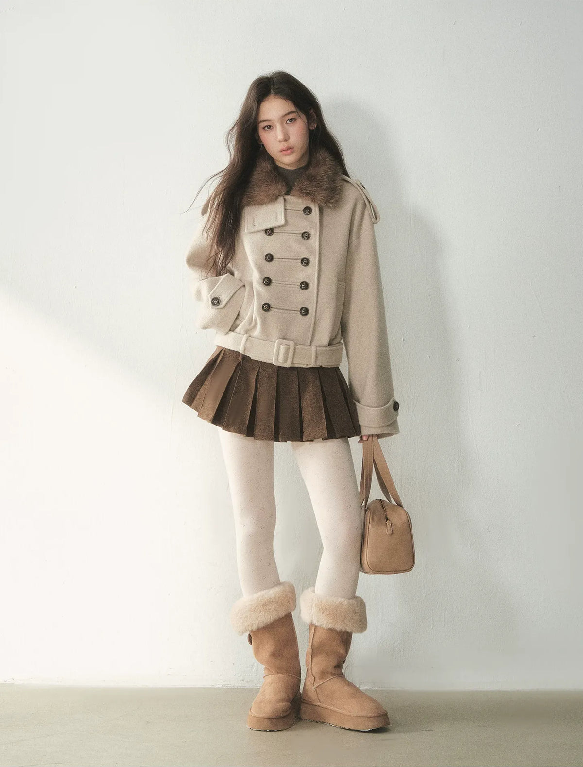 Cappotto corto in lana doppiopetto