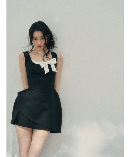 Sleek Bowknot Mini Dress