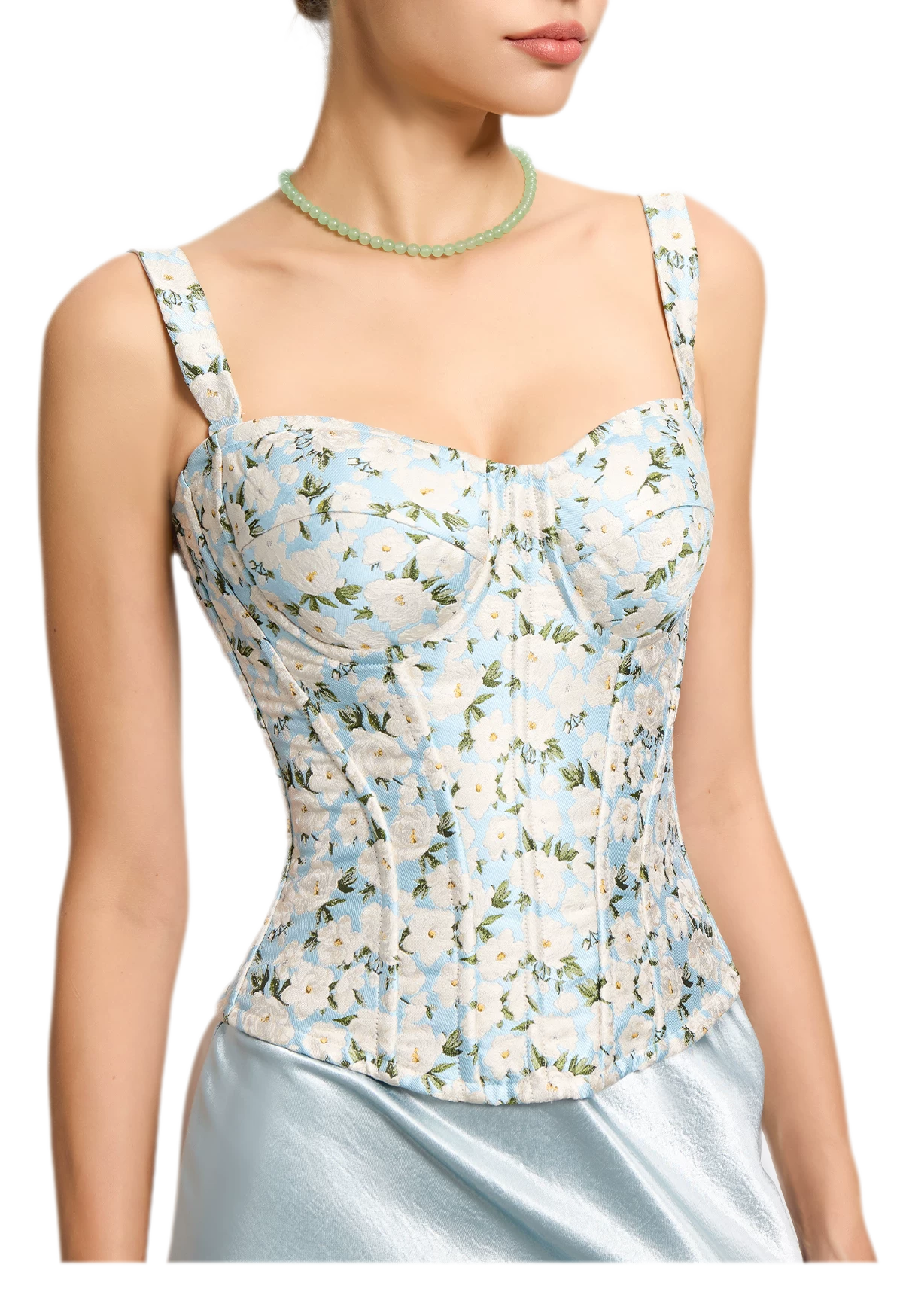 Jacquard Camellia Corset Top