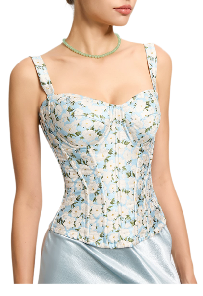 Jacquard Camellia Corset Top