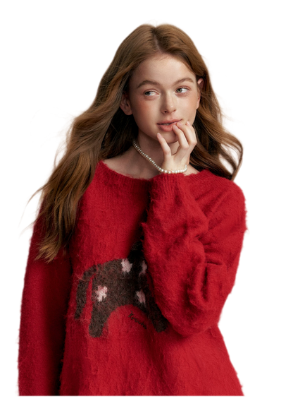 Brushed Horse Jacquard Sweater