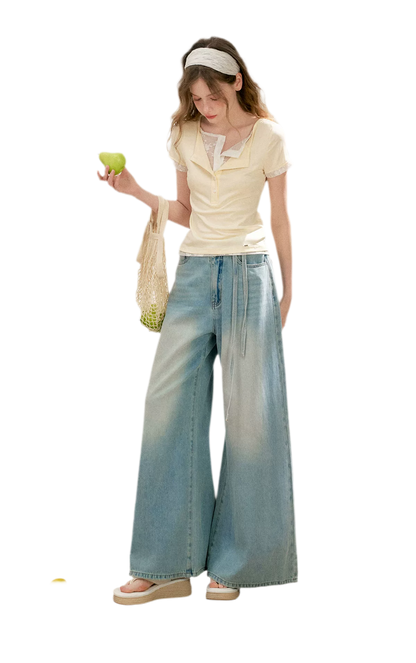 Double-Layer Collar Lace T-Shirt
