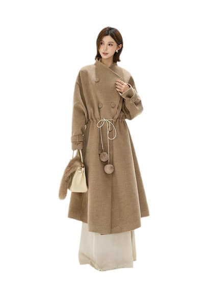 Detachable Fur Collar A-Line Coat