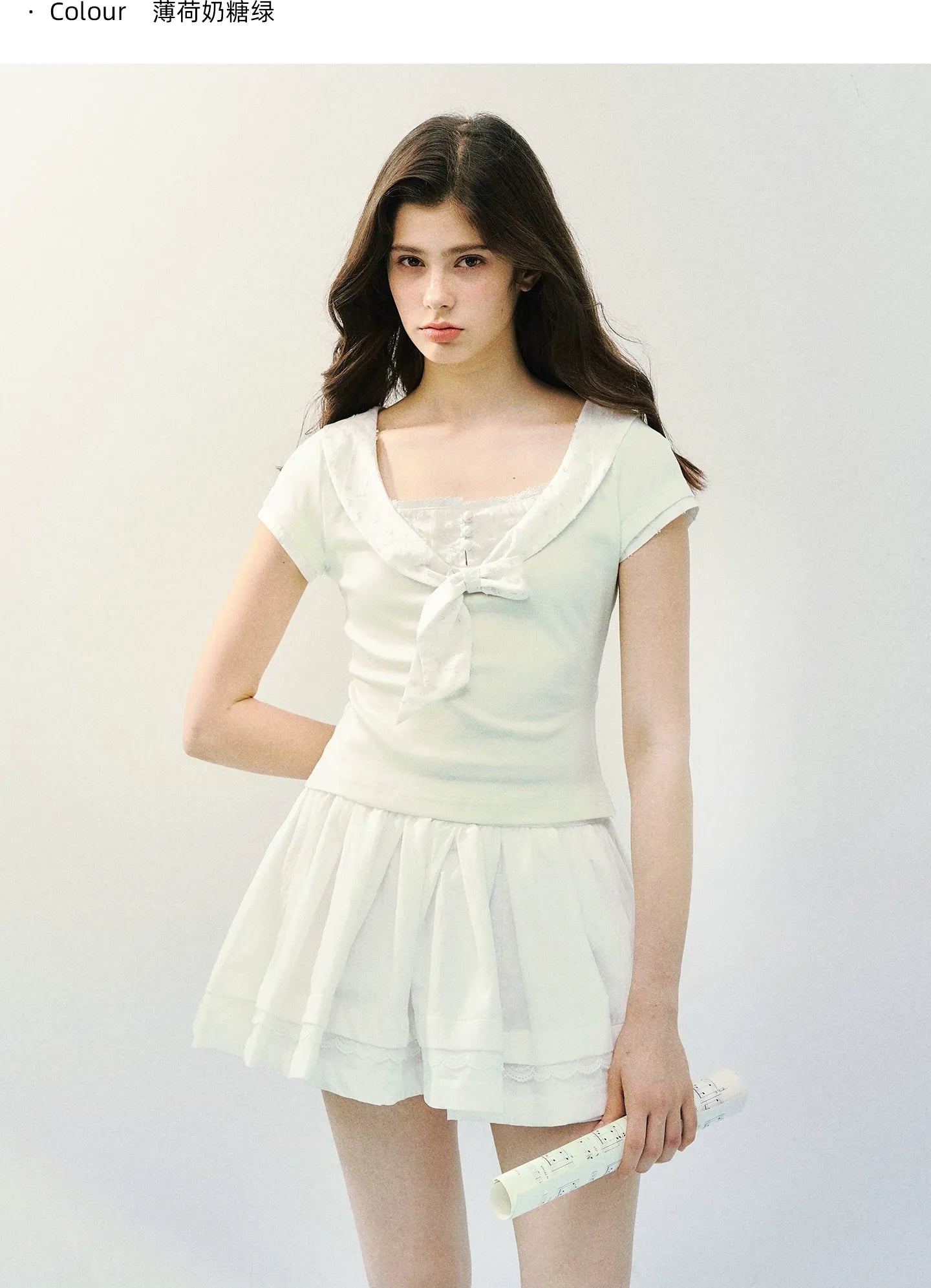 Bow Tie Floral Patchwork Short Sleeve T-Shirt