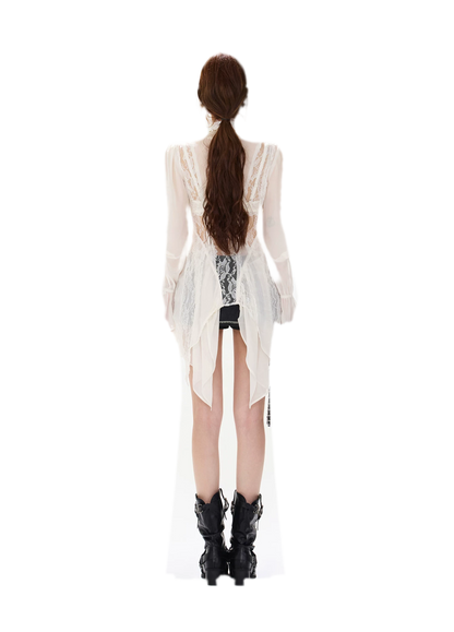 Lace Wrap Swallowtail Blouse