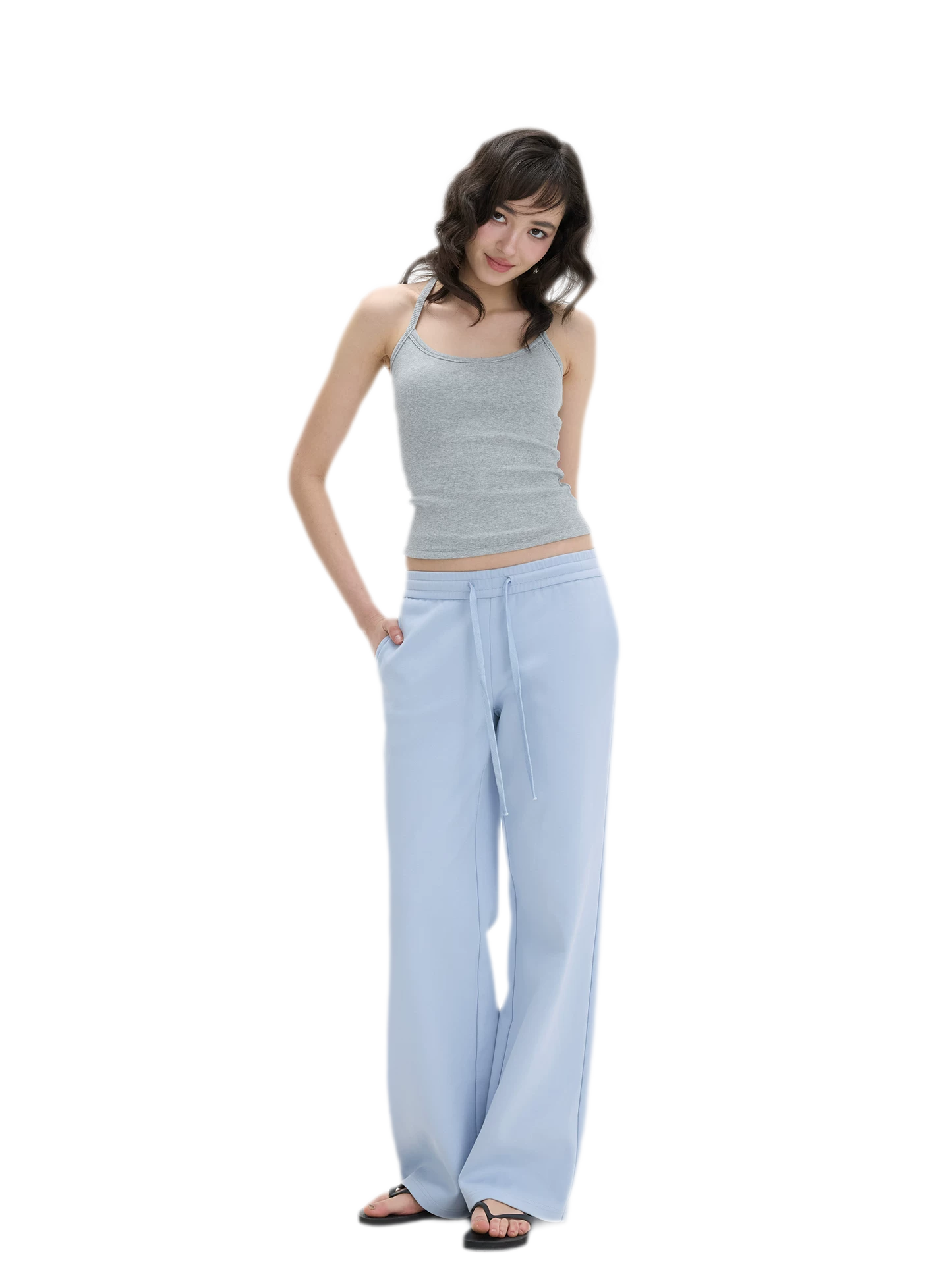 Low-Rise Wide-Leg Loose Sweatpants
