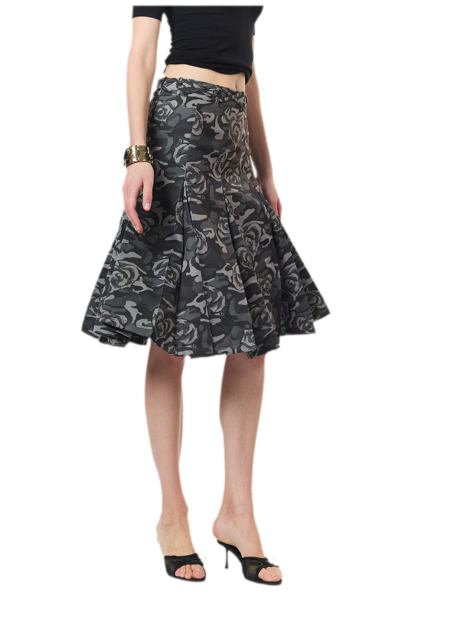 Low Waist Pleated A-Line Skirt