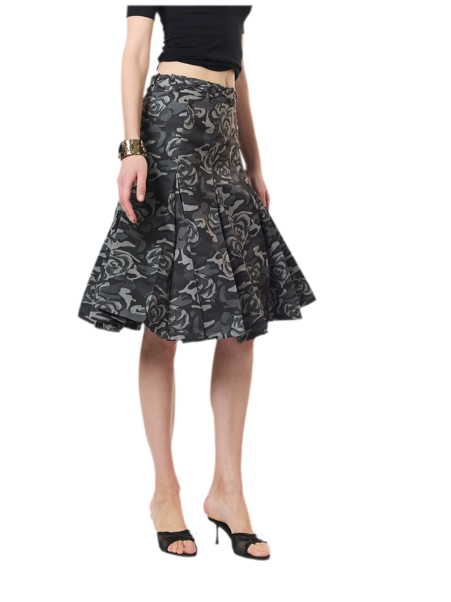 Low Waist Pleated A-Line Skirt