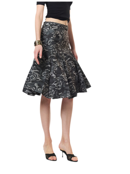 Low Waist Pleated A-Line Skirt