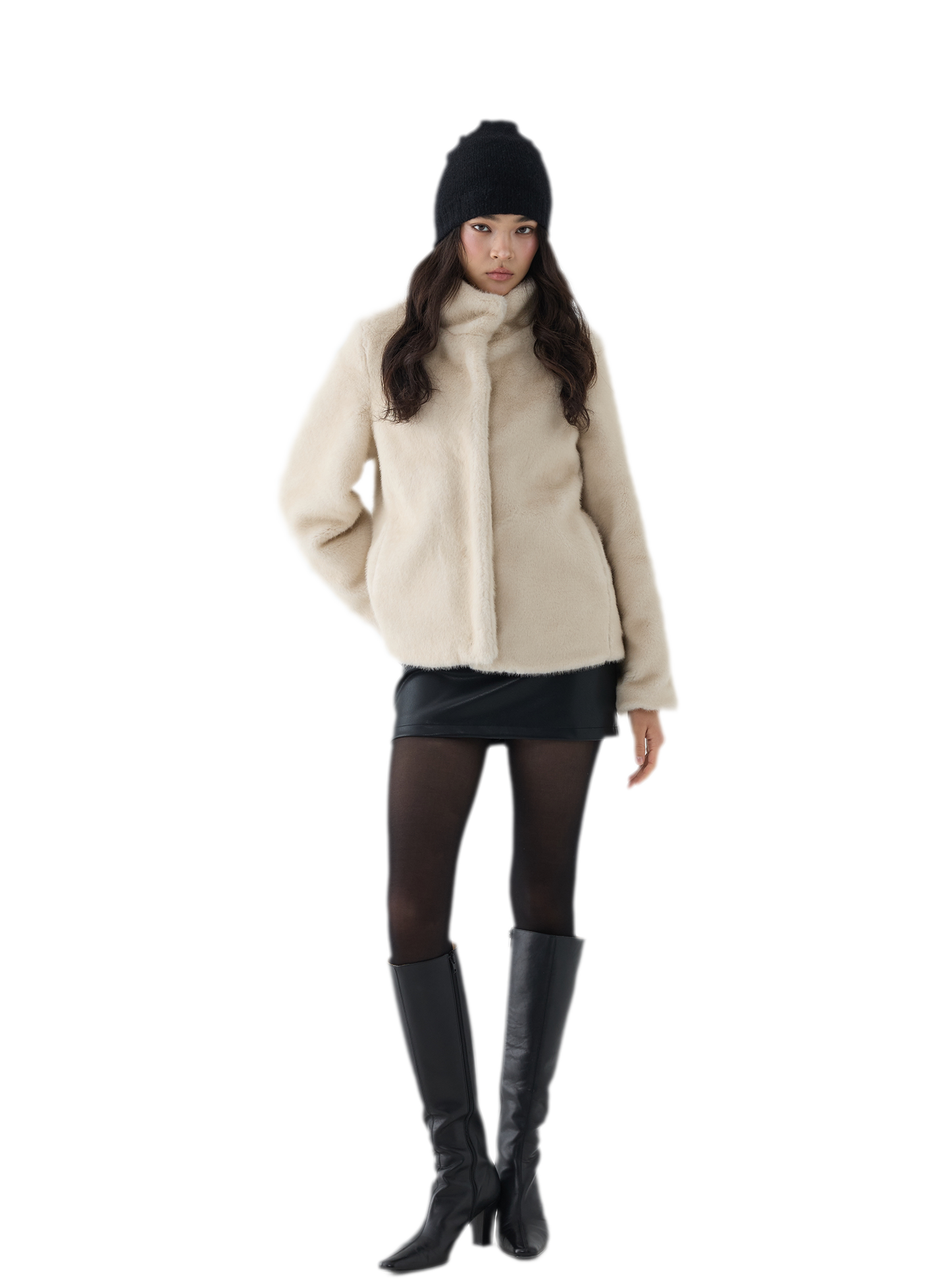 Eco-Friendly Cropped Faux Fur Jacket