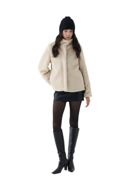 Eco-Friendly Cropped Faux Fur Jacket