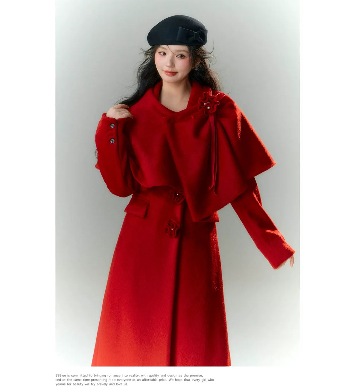 Long-Pile Wool Cape Coat
