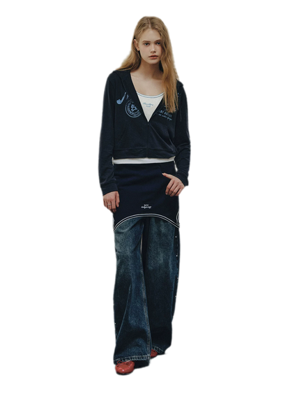 Distressed Cropped Hooded Jacket