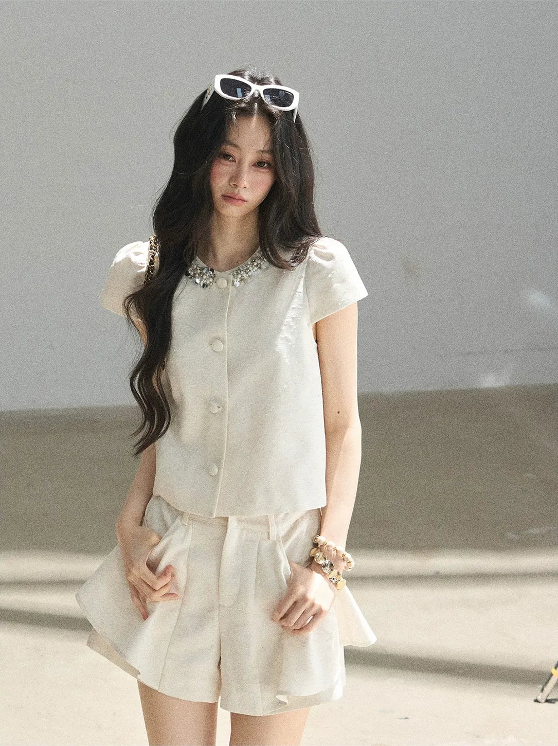 Beaded Collar Short Set