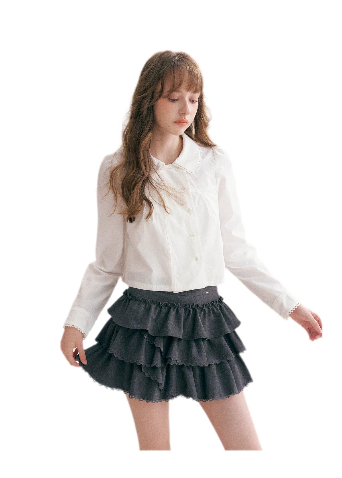 Layered Ruffle A-Line Skirt