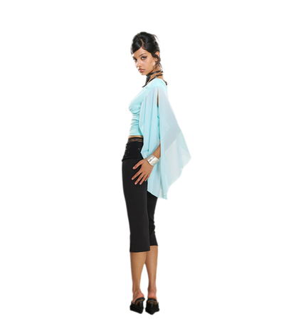 Beaded Backless Chiffon Knit Top