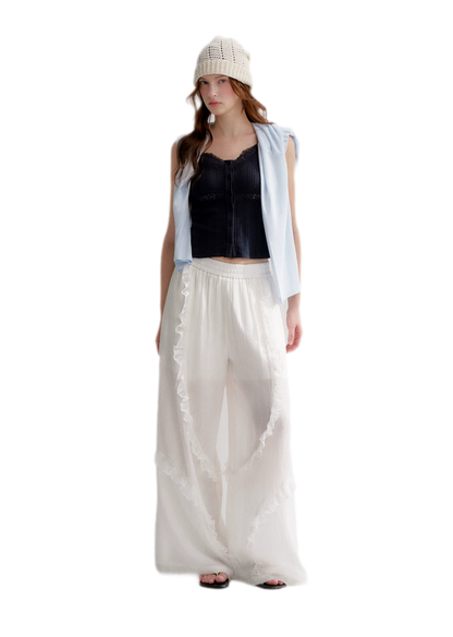 Lace Textured Wide Pants