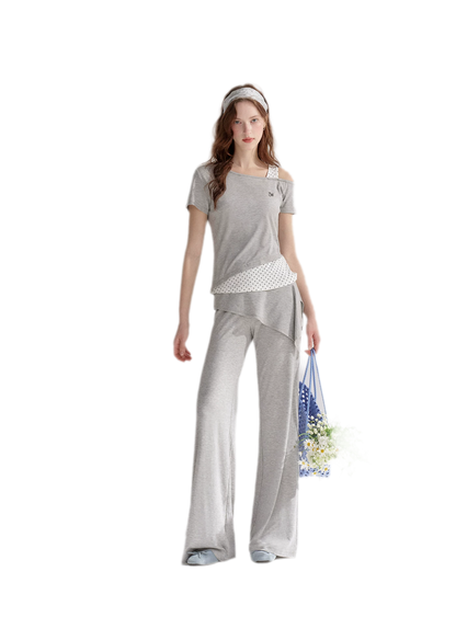Lyocell Polka Faux Two-Piece Set