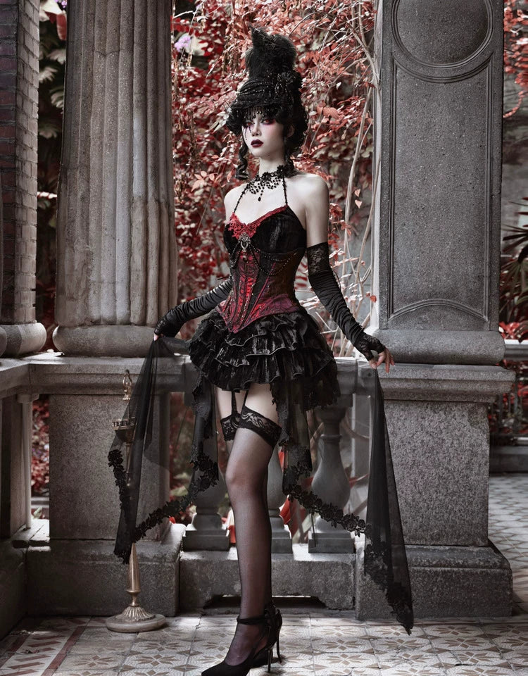 Beaded Velvet Gothic Corset Dress