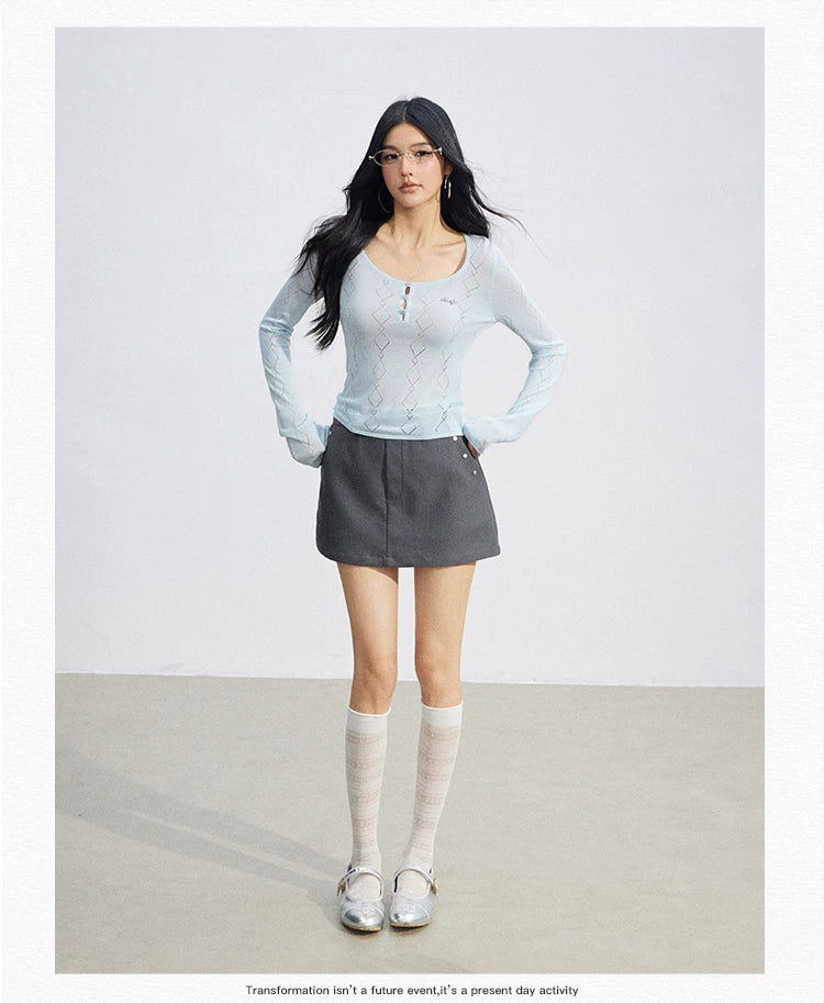 Ice Silk Hollow Knit Top