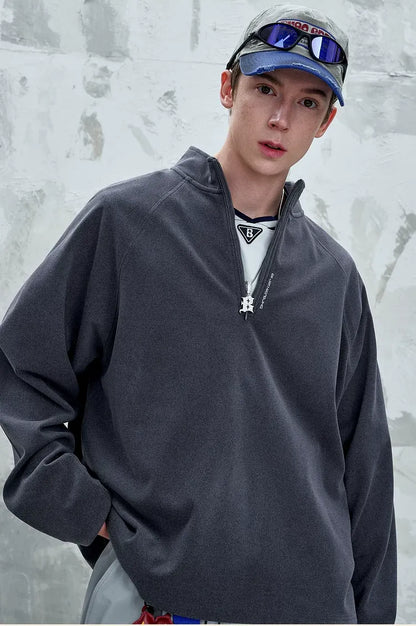 Vintage Oversized Half-Zip T-Shirt