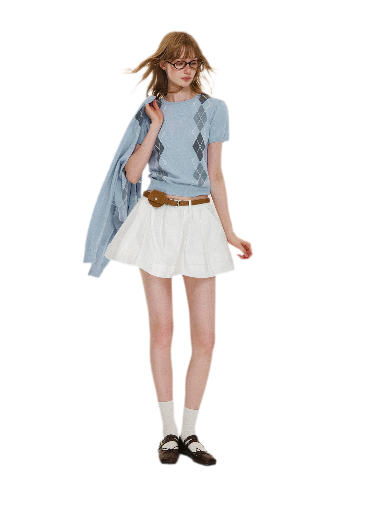 Structured Cotton Bubble Skort