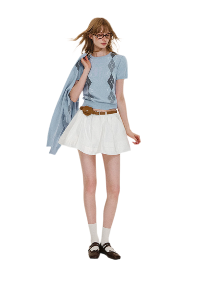 Structured Cotton Bubble Skort